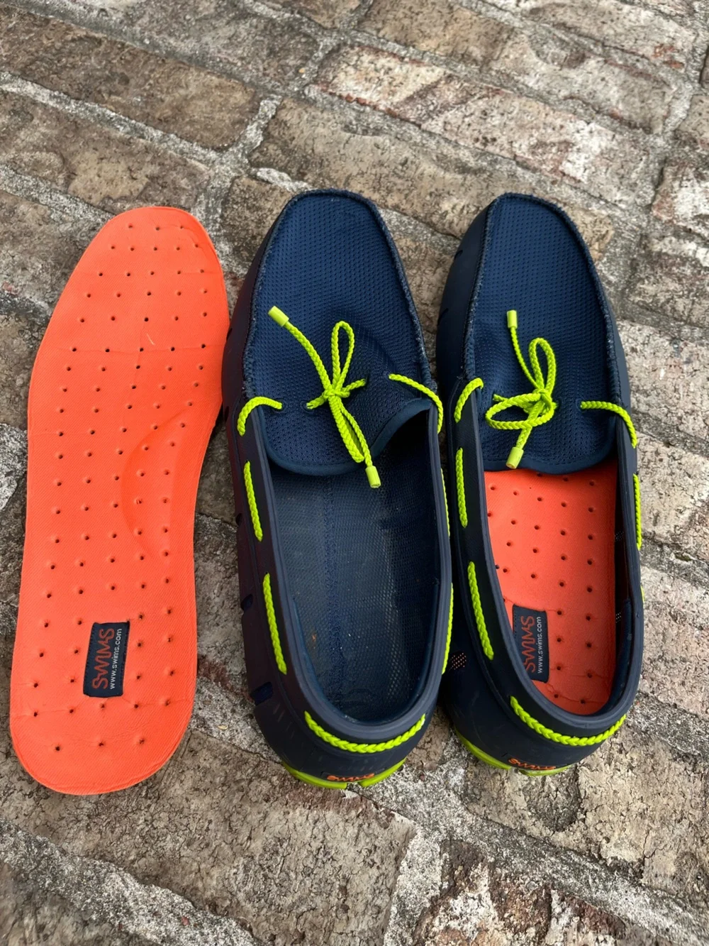 Swims Braided Lace Loafers Men's Size 12 Navy/Lime Moccasins Driving Water Shoes